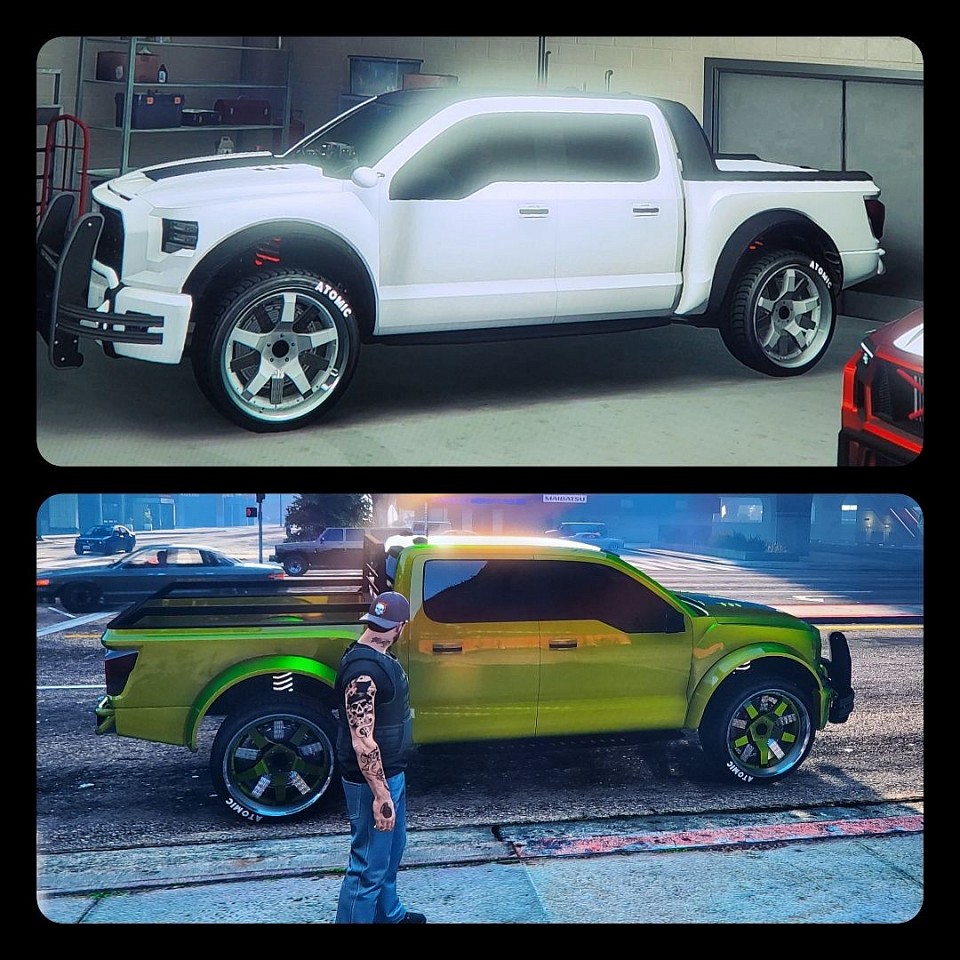 Change my white truck to a green truck